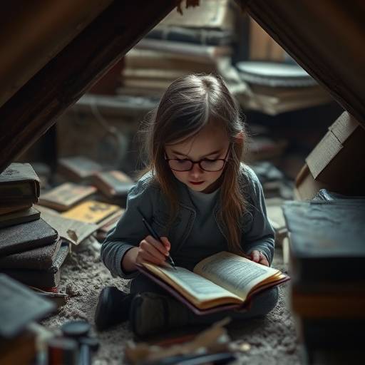 Miniature de l'épisode 1 : 'Les Murmures du Temps' montrant Élise découvrant le journal intime dans un grenier poussiéreux.